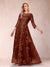 A-Line/Princess Illusion Scoop Floor-Length 3/4 Sleeves Mother of the Bride Dresses with Appliques