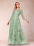 A-Line/Princess Illusion Scoop Floor-Length 3/4 Sleeves Mother of the Bride Dresses with Appliques