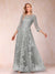 A-Line/Princess Illusion Scoop Floor-Length 3/4 Sleeves Mother of the Bride Dresses with Appliques