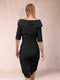 Sheath/Column Off-the-Shoulder Knee-Length 3/4 Sleeves Pleated Mother of the Bride Dresses