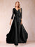 Chiffon V-Neck 3/4 Sleeves Floor-Length Ruched Mother of the Bride Pantsuits with Appliques