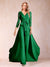 Chiffon V-Neck 3/4 Sleeves Floor-Length Ruched Mother of the Bride Pantsuits with Appliques