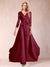 Chiffon V-Neck 3/4 Sleeves Floor-Length Ruched Mother of the Bride Pantsuits with Appliques