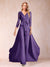 Chiffon V-Neck 3/4 Sleeves Floor-Length Ruched Mother of the Bride Pantsuits with Appliques