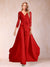 Chiffon V-Neck 3/4 Sleeves Floor-Length Ruched Mother of the Bride Pantsuits with Appliques