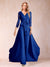 Chiffon V-Neck 3/4 Sleeves Floor-Length Ruched Mother of the Bride Pantsuits with Appliques
