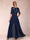 Sequin V-Neck Half Sleeves Floor-Length Mother of the Bride Pantsuits with Bow