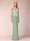Sheath/Column Scoop Long Sleeves Floor-Length Lace Mother of the Bride Dresses