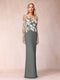Sheath/Column Scoop Long Sleeves Floor-Length Lace Mother of the Bride Dresses