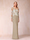 Sheath/Column Scoop Long Sleeves Floor-Length Lace Mother of the Bride Dresses