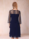 Sheath/Column Scoop Long Sleeves Knee-Length Mother of the Bride Dresses with Rhinestones