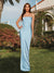 Sheath/Column Strapless Floor-Length Long Bridesmaid Dresses with Open Back