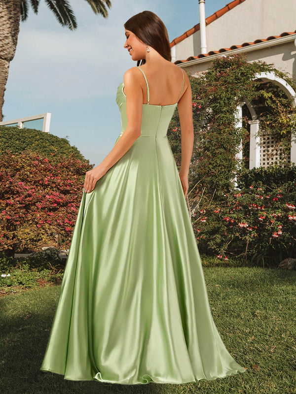 A-Line/Princess Cowl Neck Floor-Length Long Bridesmaid Dresses with Sequins
