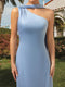 Sheath/Column One-Shoulder Floor-Length Long Bridesmaid Dresses Neck Scarf