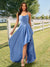A-Line/Princess Cowl Neck Straps Floor-Length Long Bridesmaid Dresses Ruffles