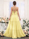 A-Line/Princess V-Neck Spaghetti Straps Floor-Length Long Bridesmaid Dresses With Ruffles