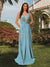 A-Line/Princess V-Neck Side Cutout Sequin Long Bridesmaid Dresses