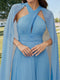 A-Line/Princess Halter Keyhole Pleated Long Bridesmaid Dresses with Cape