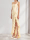 Sheath/Column Square Neck Ruched Ruffle Bridesmaid Dresses with Split Side