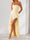 Sheath/Column Asymmetrical Strapless Slit Long Bridesmaid Dresses with Ruffles