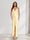 Sheath/Column Straps V-Neck Pleated Long Bridesmaid Dresses with Split Side