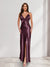 Sheath/Column Straps V-Neck Pleated Long Bridesmaid Dresses with Split Side
