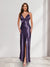 Sheath/Column Straps V-Neck Pleated Long Bridesmaid Dresses with Split Side
