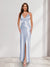 Sheath/Column Straps V-Neck Pleated Long Bridesmaid Dresses with Split Side