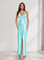 Sheath/Column Straps V-Neck Pleated Long Bridesmaid Dresses with Split Side