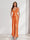 Sheath/Column Straps V-Neck Pleated Long Bridesmaid Dresses with Split Side