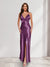 Sheath/Column Straps V-Neck Pleated Long Bridesmaid Dresses with Split Side