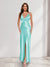 Sheath/Column Straps V-Neck Pleated Long Bridesmaid Dresses with Split Side