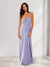 Sheath/Column Spaghetti Straps Pleated Long Bridesmaid Dresses with Split Side