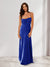 Sheath/Column Spaghetti Straps Pleated Long Bridesmaid Dresses with Split Side