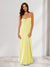 Sheath/Column Spaghetti Straps Pleated Long Bridesmaid Dresses with Split Side