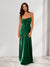 Sheath/Column Spaghetti Straps Pleated Long Bridesmaid Dresses with Split Side