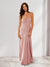 Sheath/Column Spaghetti Straps Pleated Long Bridesmaid Dresses with Split Side