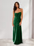Sheath/Column Spaghetti Straps Pleated Long Bridesmaid Dresses with Split Side