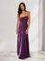 Sheath/Column Spaghetti Straps Pleated Long Bridesmaid Dresses with Split Side