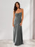 Sheath/Column Spaghetti Straps Pleated Long Bridesmaid Dresses with Split Side