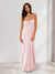 Sheath/Column Spaghetti Straps Pleated Long Bridesmaid Dresses with Split Side