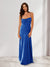 Sheath/Column Spaghetti Straps Pleated Long Bridesmaid Dresses with Split Side