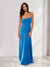 Sheath/Column Spaghetti Straps Pleated Long Bridesmaid Dresses with Split Side