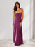 Sheath/Column Spaghetti Straps Pleated Long Bridesmaid Dresses with Split Side