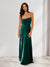 Sheath/Column Spaghetti Straps Pleated Long Bridesmaid Dresses with Split Side