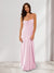 Sheath/Column Spaghetti Straps Pleated Long Bridesmaid Dresses with Split Side
