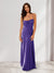 Sheath/Column Spaghetti Straps Pleated Long Bridesmaid Dresses with Split Side