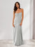Sheath/Column Spaghetti Straps Pleated Long Bridesmaid Dresses with Split Side