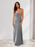 Sheath/Column Spaghetti Straps Pleated Long Bridesmaid Dresses with Split Side