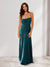 Sheath/Column Spaghetti Straps Pleated Long Bridesmaid Dresses with Split Side